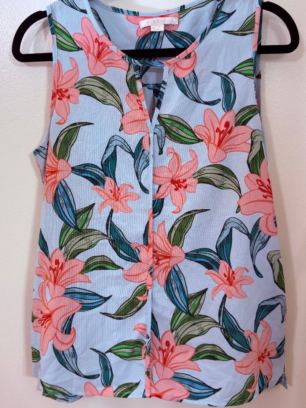 C & E Womens Shirt Size Medium Multicolor Floral Print Flowy Tie Front